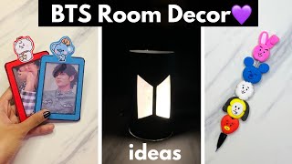 Bts Room decor 💜  BTS DIY  how to make bts lamp  how to make photocard holder  save money [upl. by Asenej]