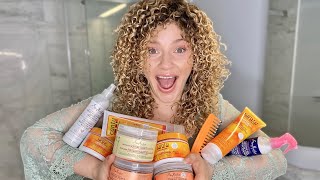 DRUGSTORE CURLY HAIR PRODUCT BATTLE amp REVIEW  Cantu vs SheaMoisture [upl. by Ennylcaj]