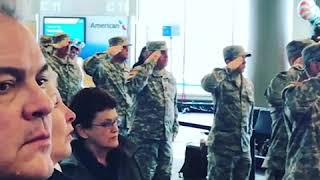 Airport comes to standstill for national anthem honoring children of fallen soldiers [upl. by Nastassia982]