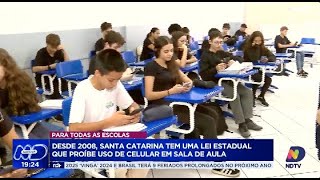 Santa Catarina tem lei desde 2008 que proíbe uso de celular em sala de aula [upl. by Borchert]