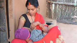 Cute baby feeding vlog New Village lifestyle vlog [upl. by Areta]