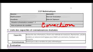 Correction du CCF de mathématiques Première bac pro 2022 Statistiques à deux variables et suites [upl. by Hesler]