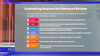 Evaluating Sources for Literature Review  Research Methods in Education  EDU407Topic059 [upl. by Enoitna760]