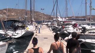 Sailing experience  harbour Serifos Cyclades in strong meltemi gusts [upl. by Richman]