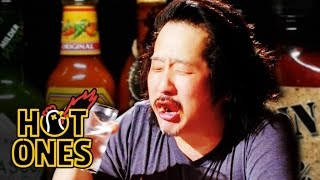 Bobby Lee Has an Accident Eating Spicy Wings  Hot Ones [upl. by Euridice210]