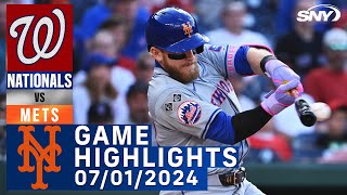 Mets vs Nationals 712024  NY Mets Highlights  SNY [upl. by Anad]