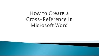 How To Create a CrossReference in Word [upl. by Illoh342]