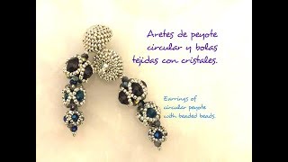 Tutorial de aretes de peyote circular y bolas tejidas circular peyote beaded bead netting [upl. by Zolnay864]