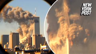 Unseen 911 video found in a closet shows moment when World Trade Center collapsed [upl. by Bary]