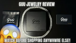 GUU JEWELRY 8MM ICED SQUARE BAGUETTE TENNIS CHAIN REVIEW [upl. by Geddes]