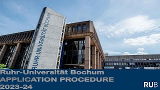 RuhrUniversität Bochum Winter Semester Application Procedure 202324 [upl. by Annav909]