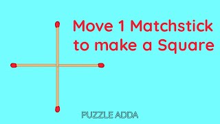 Move 1 Matchstick to make a square  Hard Matchstick puzzle [upl. by Etnahsa]