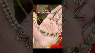 Antique Finish Emerald Stone Necklace Set youtubeshorts subscribe trending jewellery viralvideo [upl. by Urial]