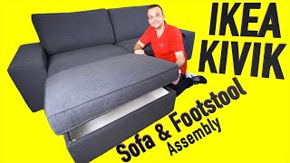 IKEA KIVIK Three seat sofa with IKEA KIVIK Footstool with storage Assembly instructions [upl. by Nnod183]