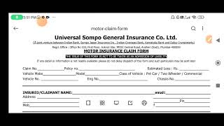 universalsompo motor claim form fill up [upl. by Rentschler595]