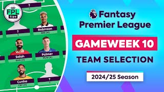 FPL GW10 TEAM SELECTION  Haaland Out Salah In  Gameweek 10  Fantasy Premier League 2425 Tips [upl. by Noeht]