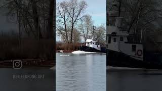 Tugging Through Time Lumber and Ripples tugboats painting riverpainting [upl. by Ahtrim]