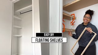 EASY DIY FLOATING ALCOVE SHELVES FOR BEGINNERS  Shade Shannon [upl. by Vera]