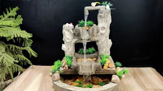 Beautiful wood style natural waterfall fountain water fountain making at home [upl. by Any516]