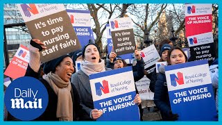 UK Nurse strikes Thousands demand 19 pay rise [upl. by Ainesell249]