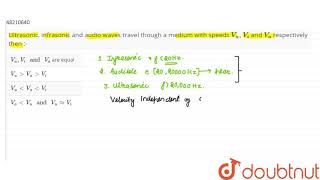 Ultrasonic infrasonic and audio waves travel though a medium with speeds Vu Vi and Va [upl. by Aicilec]