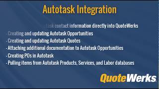 QuoteWerks Integration to Autotask [upl. by Fari]