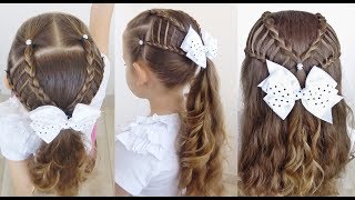 Penteado Infantil com amarração e tranças semi cascata [upl. by Naujik]