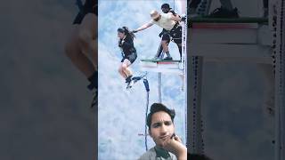 Dangerous stunts 😱 bungeejump zipline adventure bungeejumping love bungeeworkout bungee funn [upl. by Berkie]