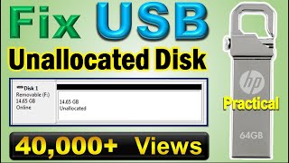 Solve Unallocated Disk error  Fix corrupted pendrive USB flash drive  IT Adobe [upl. by Lativa717]