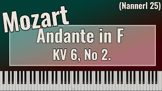 W A Mozart  Andante in F K 6 No 2 Nannerl Notenbuch 25  Piano Tutorial [upl. by Harras]