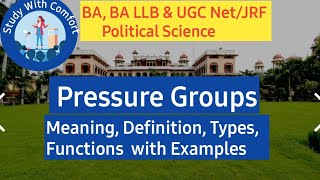 Pressure Groups in India Types How they function amp Are they goodbad दबाव समूह BA BALLB UGCNet [upl. by Dalston]