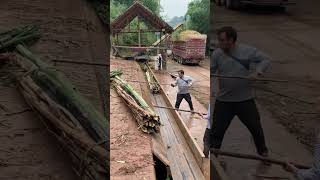 The process of crushing the bamboo  look comfortable and relieve stress [upl. by Islean]