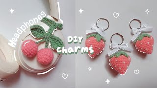 ♡ Crochet Cherry amp Strawberry KeychainsCharms Tutorial  Fast amp Easy ♡ [upl. by Zeuqram]