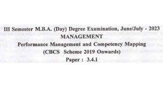 Performance Management and Competency Mapping 2023 Question Paper  MBA 3rd sem [upl. by Thorfinn761]