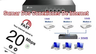 COMO SUMAR DOS LINEAS DE INTERNET COM BALANCEADOR TPLINK TLR470T 1010MB20M [upl. by Emsmus]