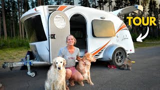 Solo Female and 2 Dogs Living In a Teardrop Trailer [upl. by Mccreery]