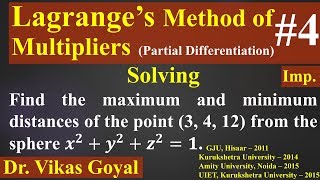 Lagrange Method of Multipliers 4 in Hindi Imp  Maxima and Minima  Partial Differentiation [upl. by Dnaltruoc]