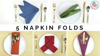 5 EASY Napkin Folding Tutorials  Folding Napkins Techniques Cloth Napkins [upl. by Naashar]