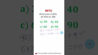 Determine el 40 de 50 de 300  resuelto maths matematicas matematicasfacil [upl. by Abehshtab842]