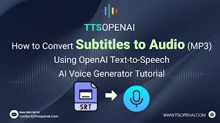 Convert Subtitle Files SRT to MP3 Audio with ttsopenaicom  Easy SRT to Audiobook Tutorial [upl. by Netsreik]