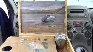 Plein Air Painting From A Car  Gwbert on Sea West Wales [upl. by Arikat]