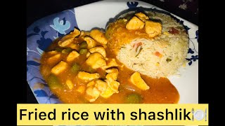 Fried rice with shashlik recipe 🍽 AROONA IMRAN [upl. by Enial443]