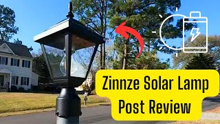 Zinnze Solar Powered Lamp Post Light Review [upl. by Odlanier]