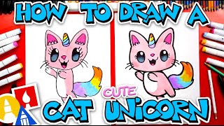 How To Draw A Cute Cat Unicorn [upl. by Sivart]