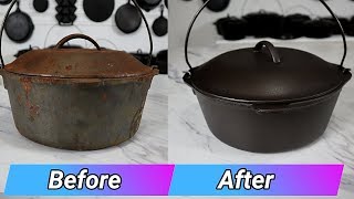 Cast Iron Dutch Oven Restoration [upl. by Atinod524]