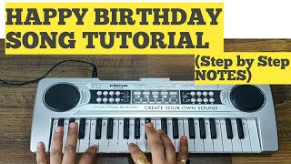 Happy Birthday Song  Keyboard Piano EASY Tutorial  Step by Step NOTES [upl. by Thanasi]