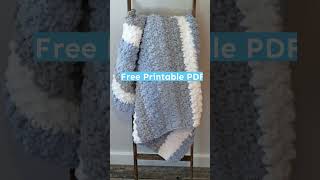 Easy Gray Blue Stripe Blanket Pattern Beginner Bernat Yarn Super Chunky Yarn Basic Stitches crochet [upl. by Aihseuqal]