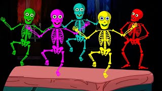 Skeleton Family Dancing on Halloween Night  Scary Kids Songs  HooplaKidz [upl. by Annoynek847]