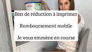 Bon de réduction  remboursement mobile  je vous emmène en course [upl. by Yrakcaz]