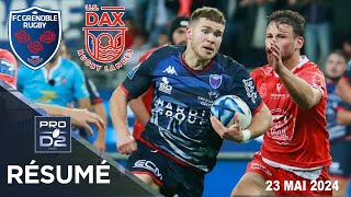 PRO D2  Résumé partie complète FC Grenoble  US Dax  Barrages  Saison 20232024 [upl. by Fatsug192]